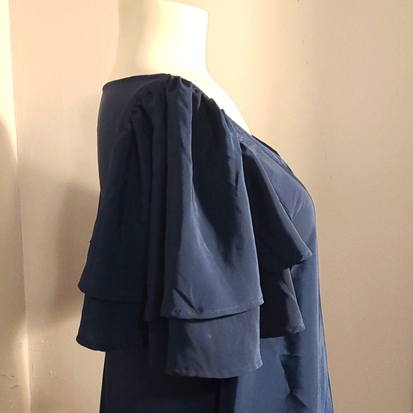 H&M butterfly sleeve navy scoop neck dress - Picture 3 of 10